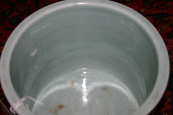CHINESE CELADON BRUSH POT, H 6 1/2", D 7 1/2" - 6
