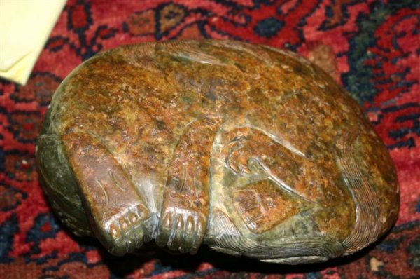 CHINESE CARVED HARDSTONE FOO LION, H 4 1/4" - 2