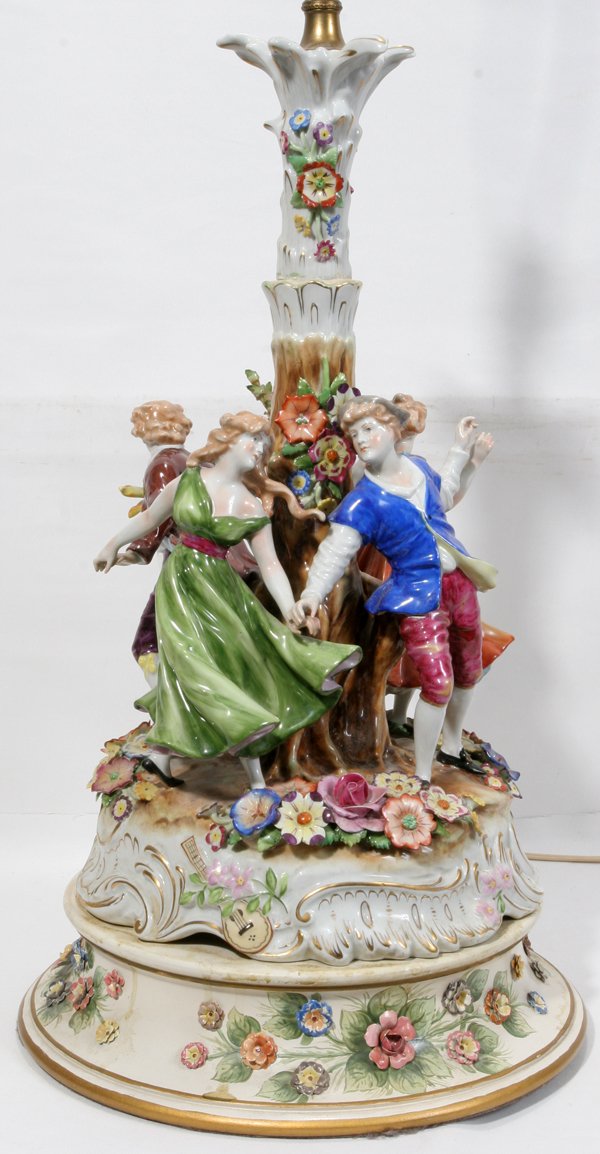 VON SCHIERHOLZ PORCELAIN GROUP AS A LAMP H18"