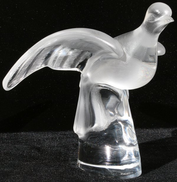 LALIQUE CRYSTAL FIGURE OF A BIRD, H 9 1/2"