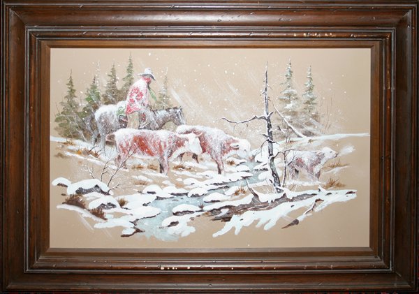 WILLIAM ZIVIC OIL ON BOARD WINTER STRAYS