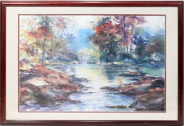 SCHOSVIN, WATERCOLOR, AUTUMN LANDSCAPE