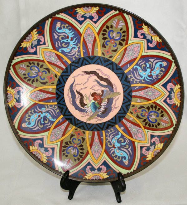 CHINESE CLOISONNÉ CHARGER, C. 1930, DIA 12"