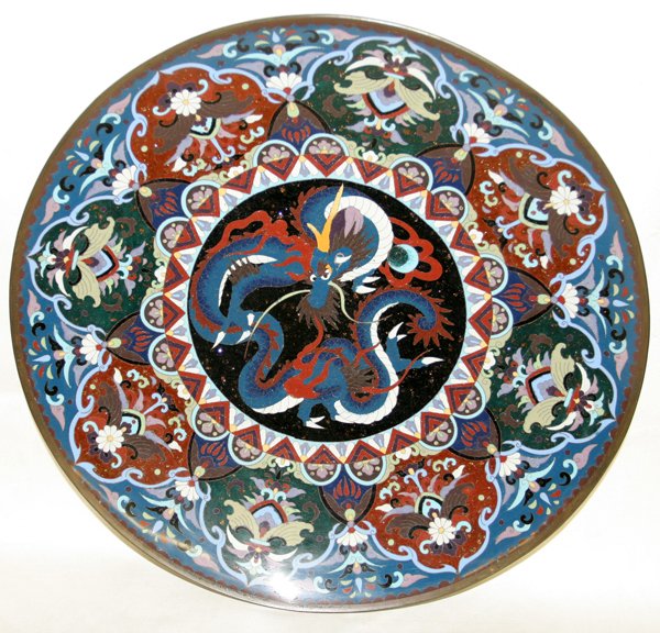 CHINESE CLOISONNÉ PLAQUE, DIA 18"