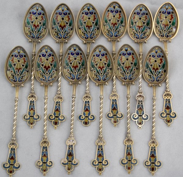 DAVID-ANDERSON PLIQUÉ-À-JOUR &STERLING SPOONS