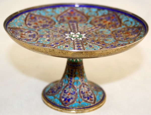 RUSSIAN SILVER & ENAMEL COMPOTE, LATE 19TH C. - 2