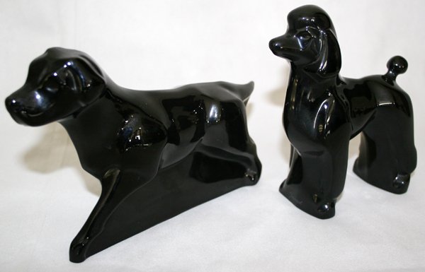 BACCARAT BLACK CRYSTAL DOGS, TWO PIECES