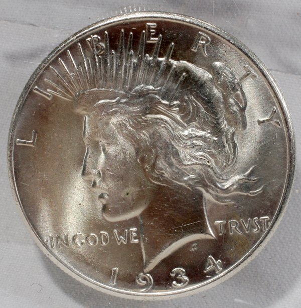 US PEACE STERLING SILVER DOLLAR COIN MS-60