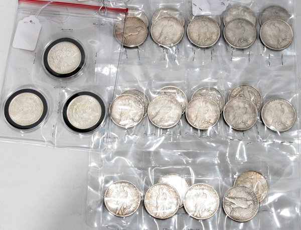 US MORGAN/PEACE STERLING SILVER $1.00 COINS - 2