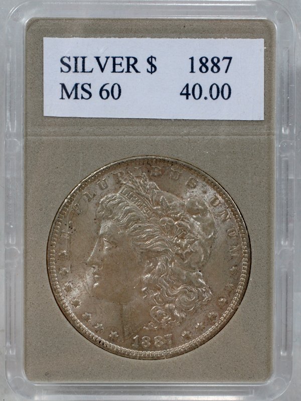 MORGAN STERLING SILVER DOLLAR COIN, 1887-P