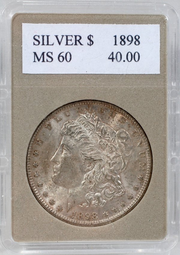 MORGAN STERLING SILVER DOLLAR COIN, 1898-P
