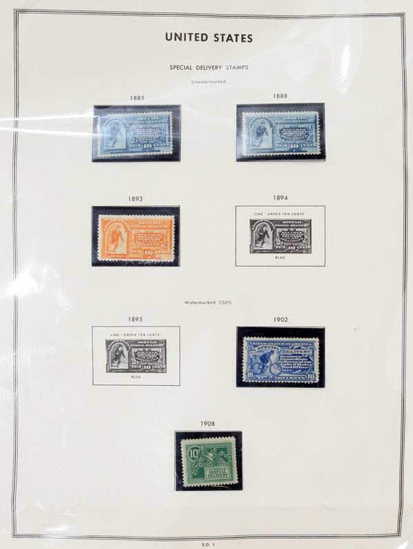 U.S SPECIAL DELIVERY STAMPS UNWMK 1885,1888