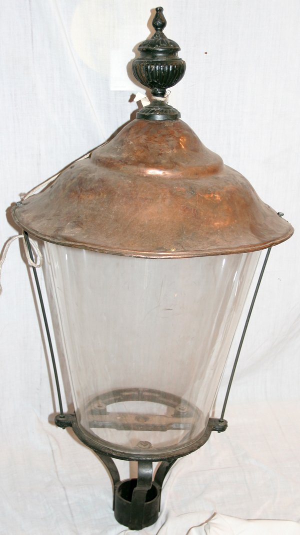 COPPER AND METAL POST LAMP, H 36"