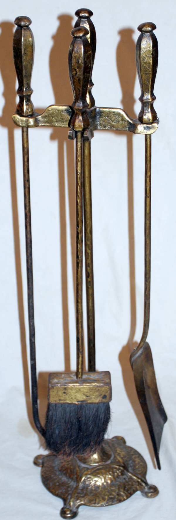 HAND WROUGHT THREE PIECE FIRE PLACE TOOL SET