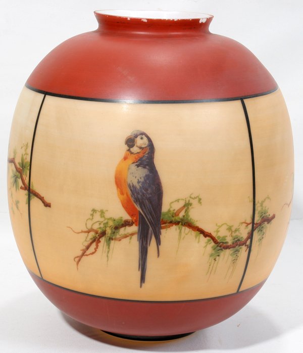TRANSFER & HAND PAINTED GLASS GLOBE, H 11"