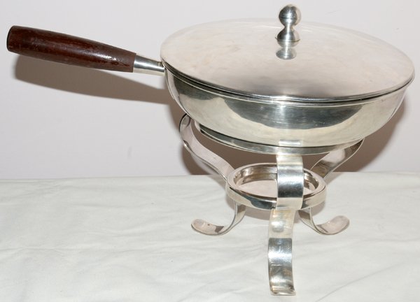 MEXICAN STERLING SILVER CHAFING DISH ON STAND