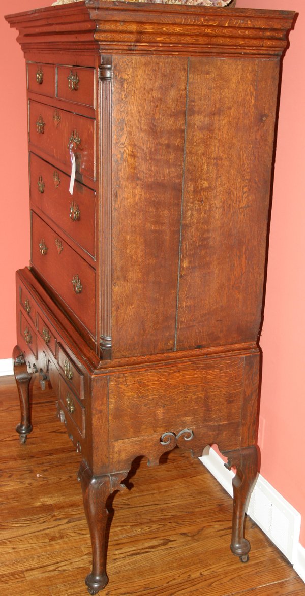 ENGLISH OAK HIGHBOY, 18TH C. H 69", W 44" - 3
