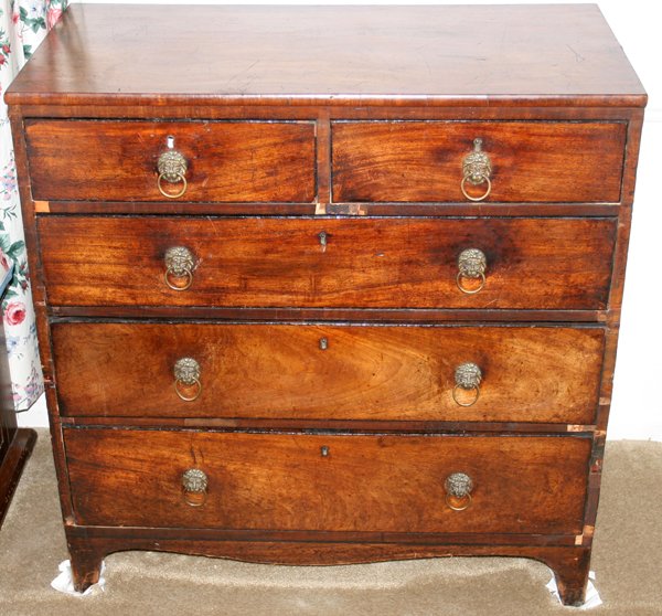ENGLISH MAHOGANY CHEST OF FIVE DRAWERS C.1820