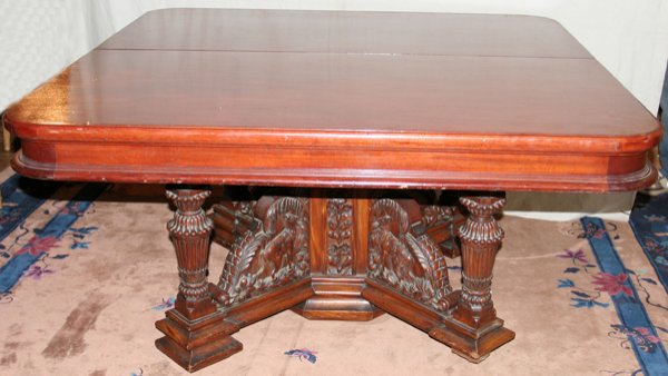 EDWARDIAN CARVED MAHOGANY DINING TABLE C.1900 - 3