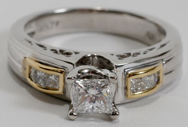 YELLOW & WHITE GOLD DIAMOND ENGAGEMENT RING
