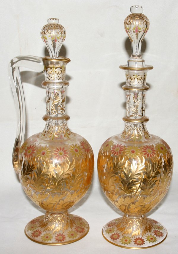VENETIAN HAND-BLOWN CRYSTAL DECANTERS, C 1930