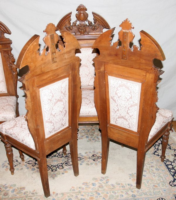 FRENCH WALNUT CARVED PARLOR CHAIRS, 19TH C. - 3