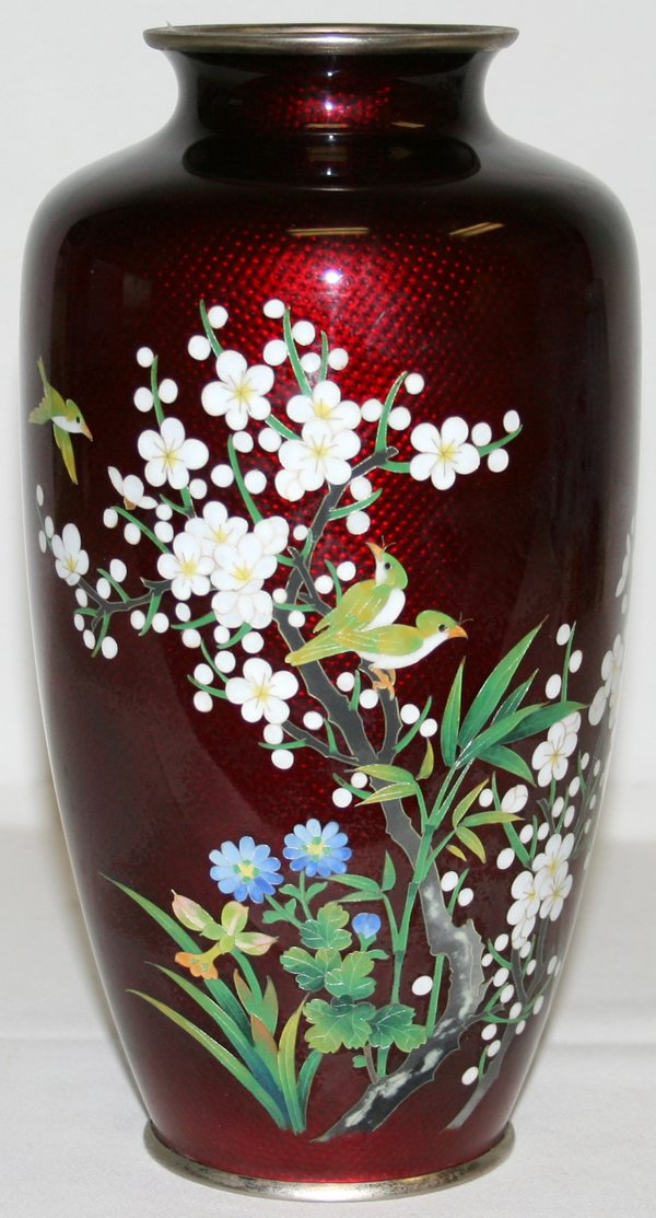 JAPANESE CLOISONNÉ VASE, CIRCA 1950, H 10"