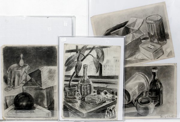 GEORGE BOOTH CHARCOAL DRAWING, 5, STILL-LIFE