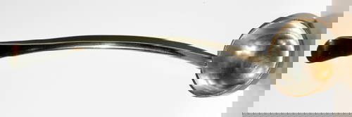 AMERICAN PEWTER LADLE, WILLIAM WILL, L 14 3/4": Beaded edge. Touch mark: William Will, Philadelphia. Purchased from Thomas Williams in 12/73. for $2800.