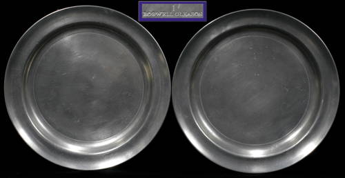 AMERICAN PEWTER PLATES, ROSWELL GLEASON, TWO, D: Ex collection of Helen Muehlenbeck.