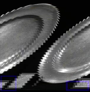 AMERICAN PEWTER PLATE, B.BARNES, PHILADELPHIA,: B Barnes over eagle in circle. And then banner with B Barnes Philadelphia.