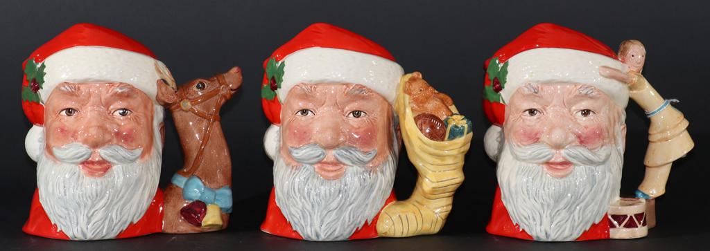 ROYAL DOULTON 'SANTA' MUGS & LENOX HOLIDAY PLATES: ROYAL DOULTON 'SANTA' MUGS & LENOX HOLIDAY PLATES, 10 PCS, H 7" A collection of three Royal Doulton 'Santa Claus' mugs. Comprises of D6668, D6690 and D6675 released from 1981-1983. Christmas plates ar