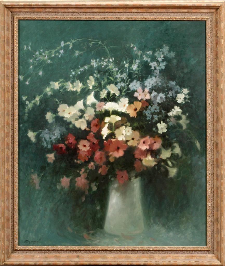EDWARD SZMYD OIL ON CANVAS, FLOWER BOUQUET (1 of 3)