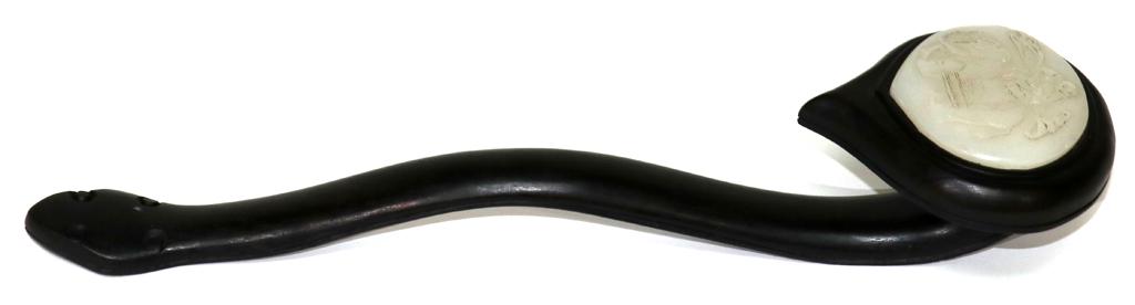CHINESE RUYI ZITAN & JADE SCEPTER, W 4", L 14" (1 of 5)