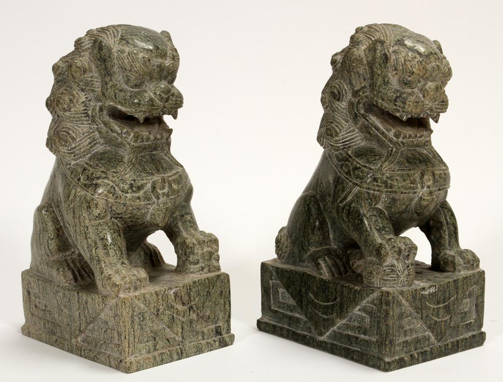 CHINESE, HARDSTONE, FOO DOGS, PR. H 7" (1 of 4)