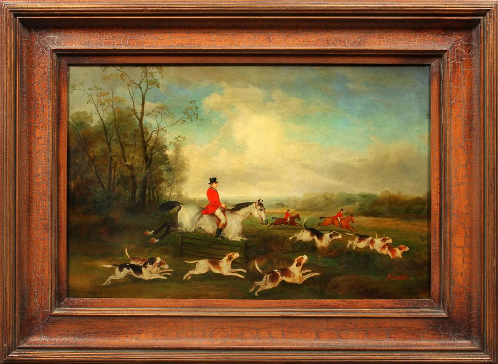B. LANDER, OIL ON CANVAS, HUNT SCENE (1 of 3)