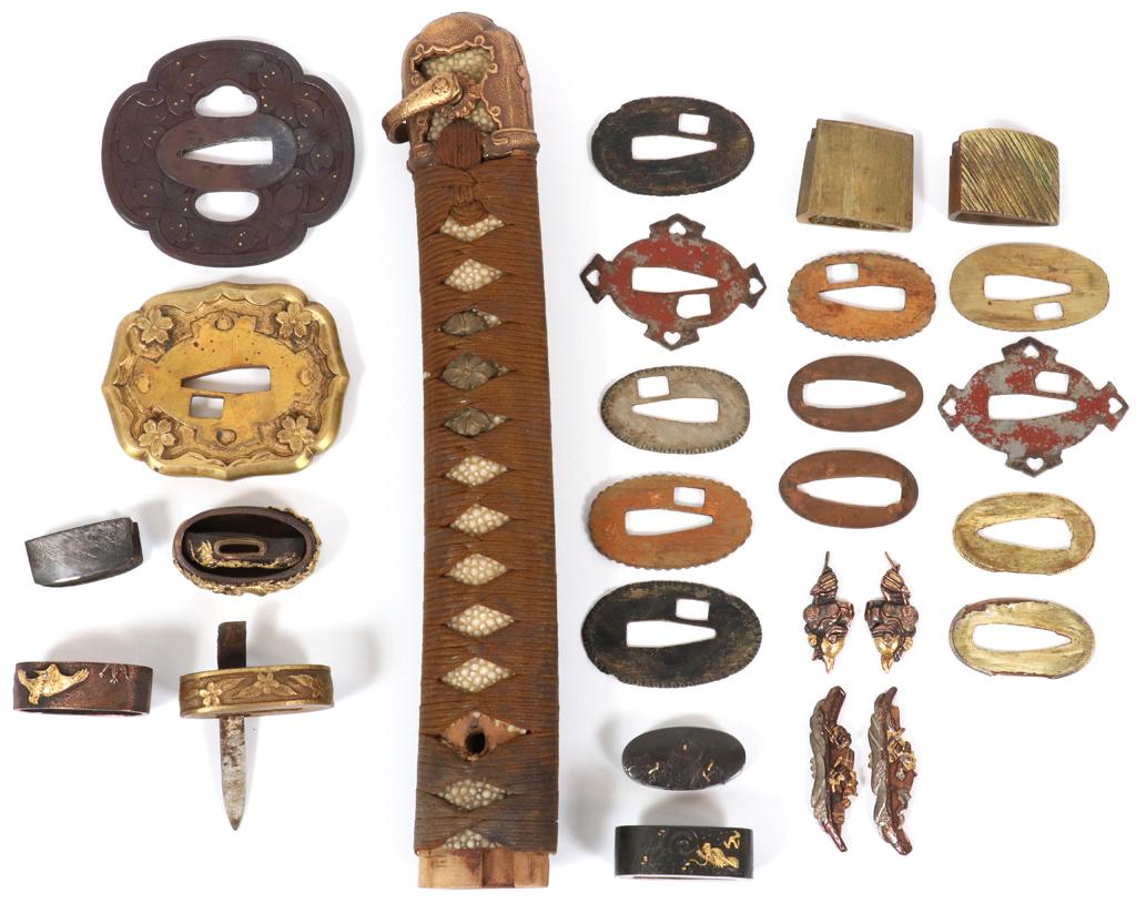JAPANESE TSUBAS & SWORD MOUNTINGS, 19TH C, 27 PCS (1 of 4)