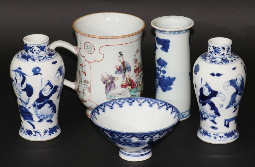 CHINESE PORCELAIN VESSELS & JAPANESE VASE, 5 PCS (1 of 10)