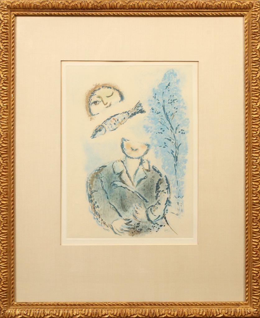 MARC CHAGALL COLOR LITHOGRAPH 'BOY WITH FISH" (1 of 3)