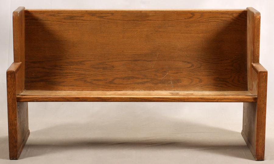 OAK CHURCH PEW H 37", L 64", D 22": OAK CHURCH PEW H 37", L 64", D 22" An oak church pew.