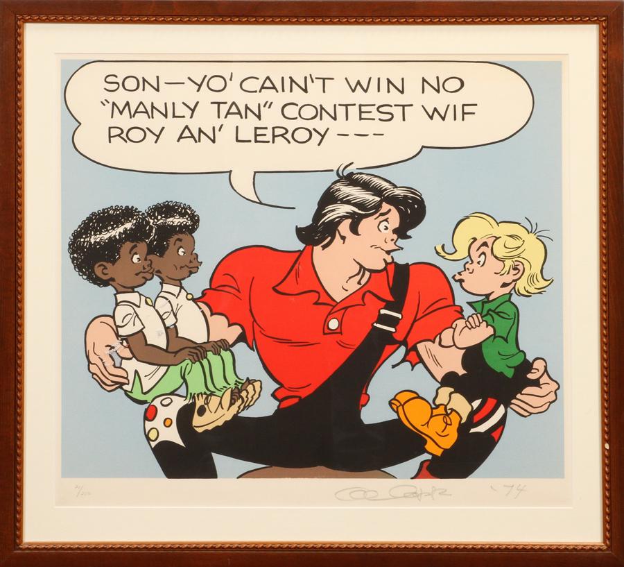 AL CAPP, SIGNED LIMITED EDITION, COLOR LITHOGRAPH: AL CAPP, SIGNED LIMITED EDITION, COLOR LITHOGRAPH, #71/250, 1974 H 21", W 23"Al Capp signed limited edition, color lithograph, #71/250. Pencil signed 'Al Capp', lower right and dated '74. Numbered low