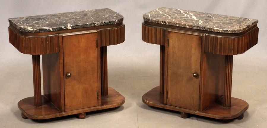 ART DECO MARBLE TOP END TABLES, PAIR (1 of 5)