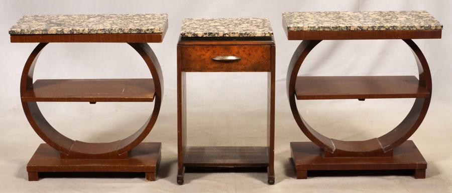 ART DECO INFLUENCE GRANITE TOP END TABLES (1 of 7)