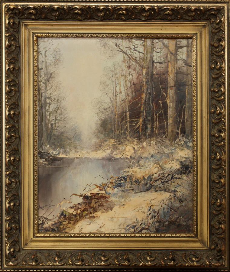 KORT OIL ON CANVAS H 20" W 16" WINTER SCENE (1 of 4)