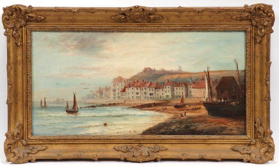 DUTCH OIL ON CANVAS 19TH.C. COASTAL SCENE (1 of 4)