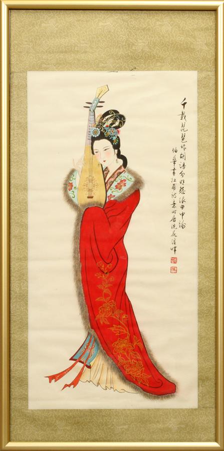 PUAO WA, CHINESE WATERCOLOR SCROLL, 20TH C. (1 of 4)