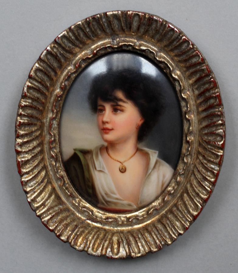GERMAN HAND-PAINTED PORCELAIN PLAQUE, C. 1880 (1 of 2)