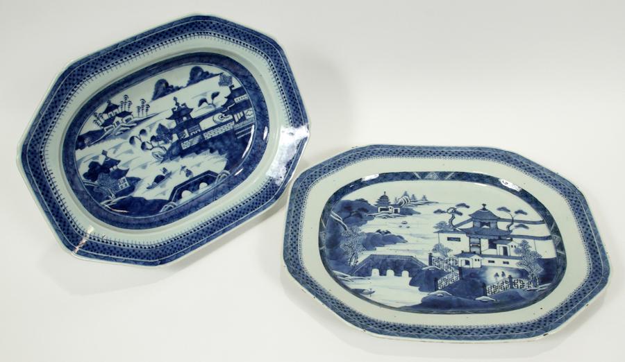 CANTON CHINESE EXPORT PORCELAIN PLATTERS, C. 1860 (1 of 3)