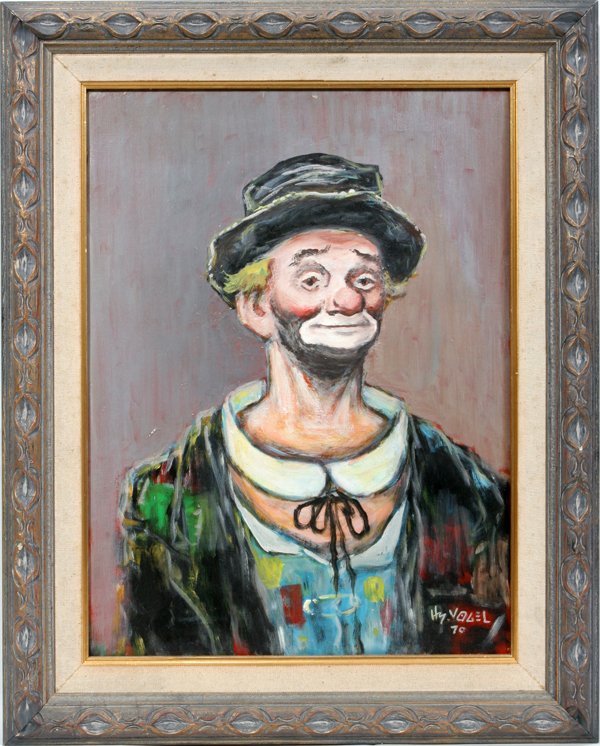 HY VOGEL, OIL ON BOARD CARICATURE CLOWN