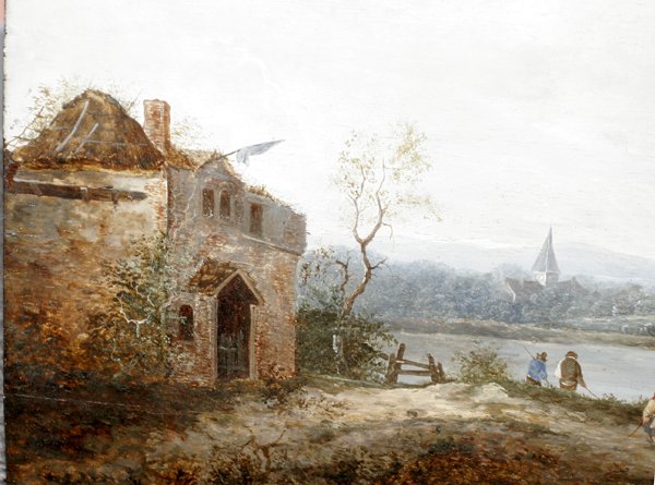 ENGLISH SCHOOL OIL LANDSCAPE W/HORSEMEN - 4